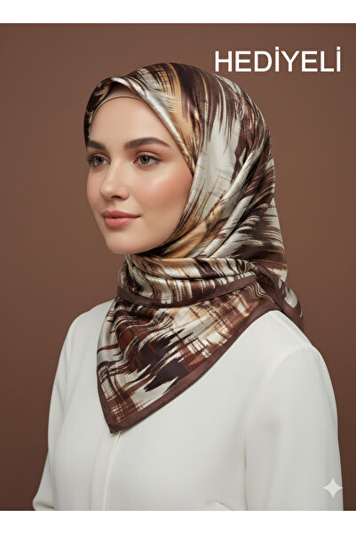 Picasso وشاح كريستالي بني بمظهر حريري – تصميم أنيق من التويل 90×90