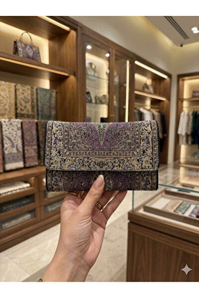 Gamy Bags محفظة نسائية بوهيمية منقوشة عرقياً - محفظة منسوجة بنمط تركي - محفظة منسوجة أصلية بنمط الكليم