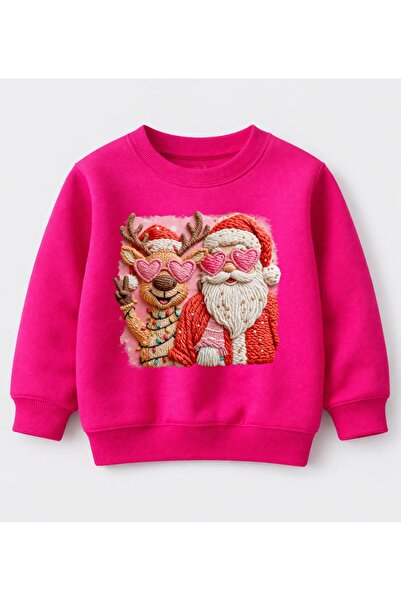 Efendioğlu Design Φούτερ με καρδιά και μάτια ελάφι και Άγιος Βασίλης με τύπωμ...