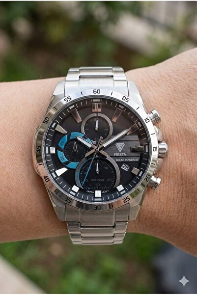 Fiesta Erkek Kol Saati | 41 mm Çelik Kasa, Çelik Kordon, Solar Powered, Safir...