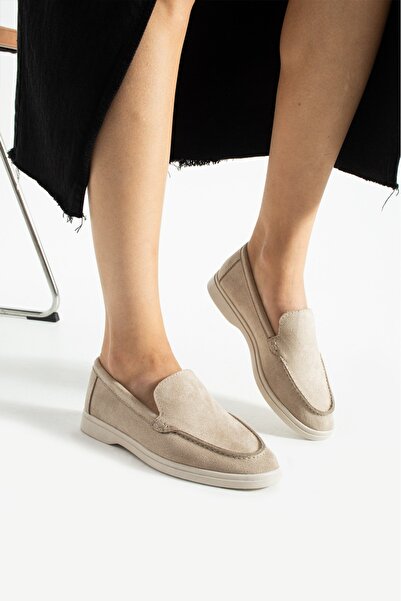 Efulia Suede Leather Detail Loafer Daily Women's Shoes