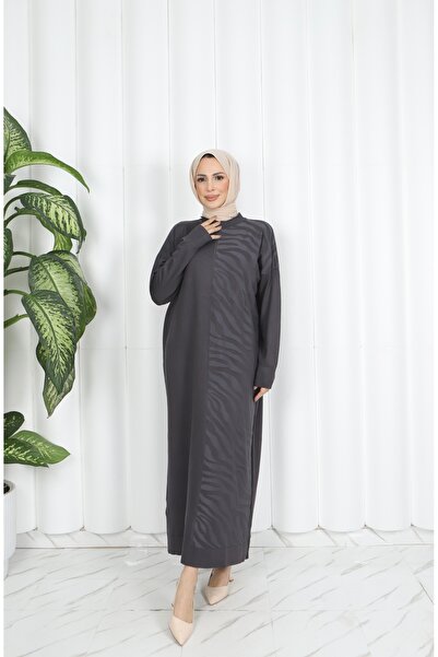 NİSUM MODA Zebra Patterned Mercerized Dress