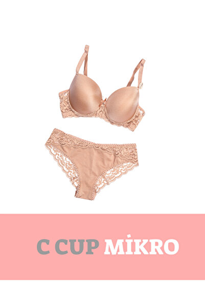CHARM طقم ملابس داخلية نسائية من تيلسم مقاس C مع حمالة صدر صغيرة