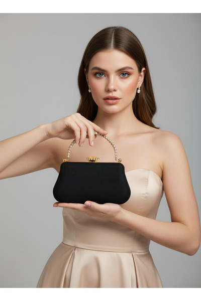 Biçanta Geantă de seară pentru femei, din piele de căprioară de lux, auriu ne...