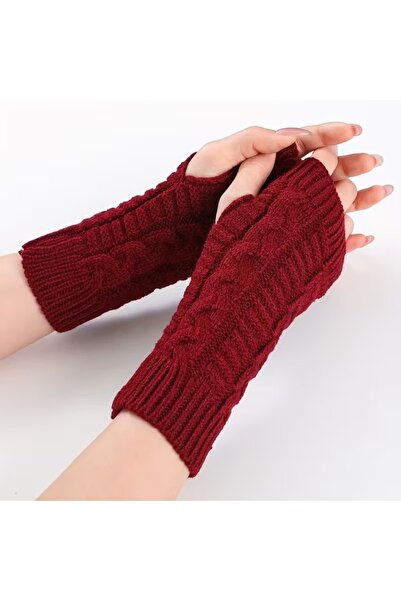 Generic قفازات شتوية بدون أصابع محبوكة ناعمة الملمس ودافئة