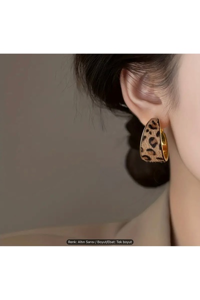 Moda Nova TR 1 Çift Kadınlar İçin Vintage Şık Leopar Desenli Tüylü Hal- Dokul...