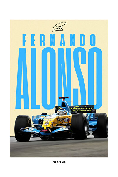 Pixaflair - Fernando Alonso Formula 1 - Çerçevesiz Poster