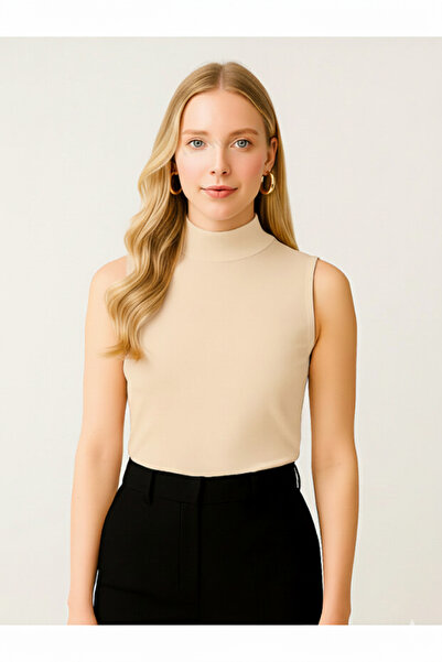 Modaikon Women's Sleeveless Half Neck Turtleneck Body Black White Summer