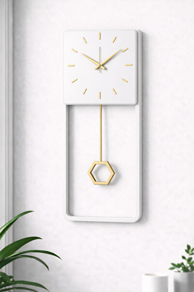 mee wall art Metal Gövde İskandinav Stil Beyaz Sarkaçlı Duvar Saati – Sessiz ...