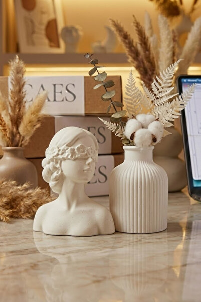 CAES Heykel Büst ve Botanik Vazo Koleksiyonu Seti - Antik Esinti - 2 Ürün