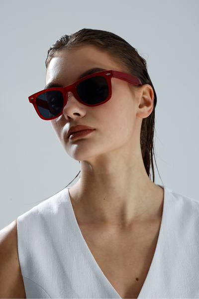 miii Smoked Glass with Transparent Burgundy Frame Uv Protection Sunglasses