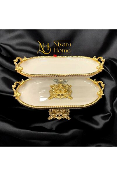 Niyara home 2-Piece Porcelain Set with 2-Piece Metal Frame