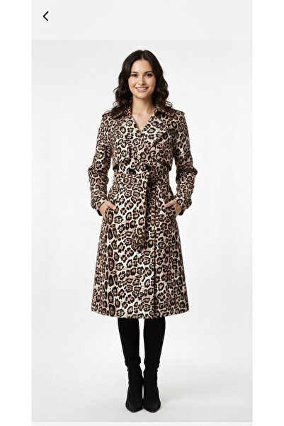 modaselda zara Leopar desenli uzun trençkot