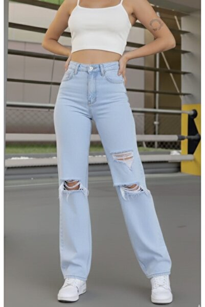 DRC trend Denisa 90`S Stretch Fabric Casual Women's Ice Blue Snow Super High ...