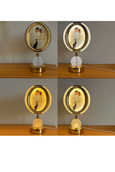 CRYSTAL Kişiye Özel Fotoğraflı Kristal Ledli Masa Lambası - 20x34cm Özel Gün Hediyesi