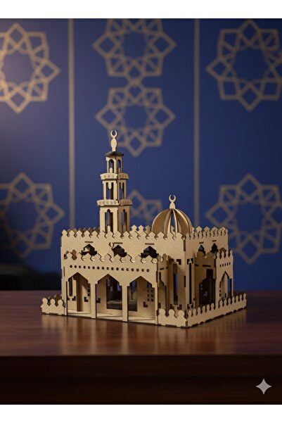 diğer 111 3 mm Ham MDF Ahşap Cami Maketi DIY Kendin Yap Demonte Montajsız Hob...