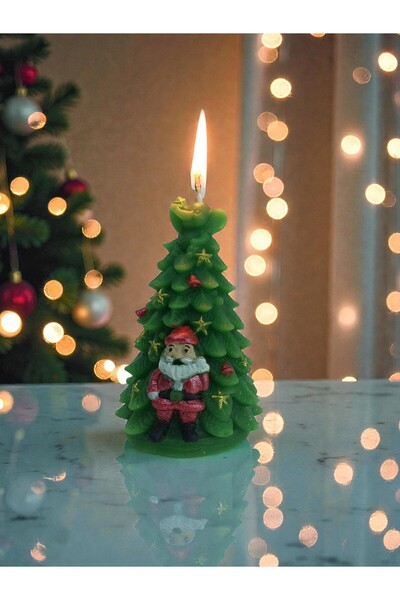 KK Yılbaşı Yeni Yıl Temalı, Noel Babalı Çam Ağacı Mum