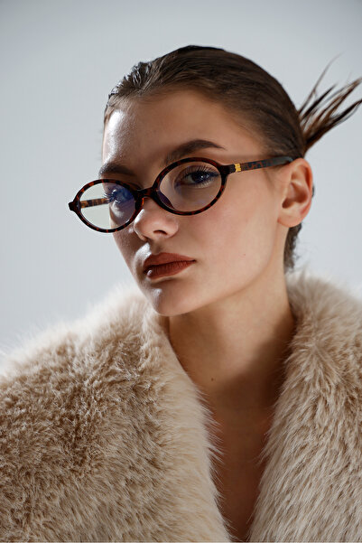 miii Round Oval Leopard Frame Clear Glass Blue Light Protection Relaxing Glasses