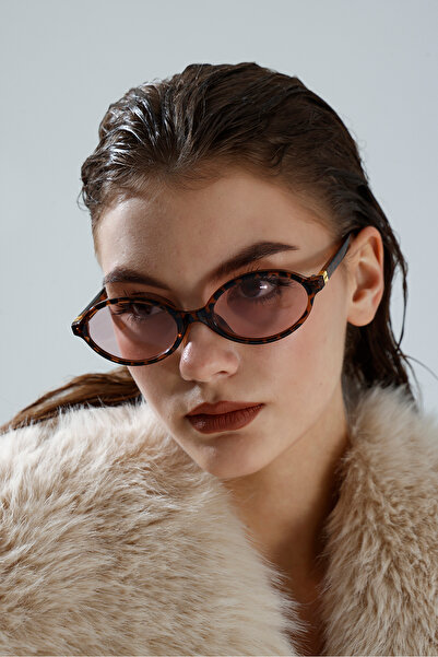 miii Round Oval Leopard Framed Lilac Glass Uv Protected Women's Sunglasses