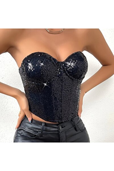 BIGPARTYWEAR Midnight Spark Payetli Korse Büstiyer