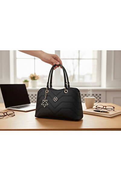 pololiza حقيبة يد وكتف سوداء مبطنة بثلاثة أقسام للأم/المرأة - حقيبة أنيقة يوم...