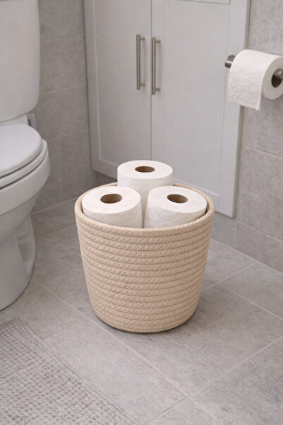 ÖRGÜM سلة تنظيم الحمام، سلة متعددة الأغراض للديكور، مقاس 23×25