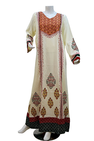 Zainah Premium Comfort Cotton - Stylish Fit Women’s Maxi Dress - Elegant Front Embroidery & Full Print