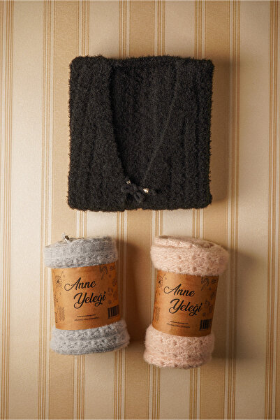 anne yeleği İnci Desenli Yumoş - Kadın Yumuşak Dokulu Triko Yelek