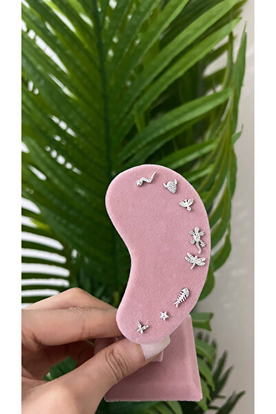 STİL NOKTA Çelik Tragus Pıercing 8 Adet Zirkon Mıhlama Taş Kararma Yapmaz