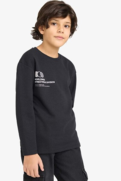 DeFacto Boys' Crew Neck Printed Long Sleeve T-Shirt G6142A826Sp