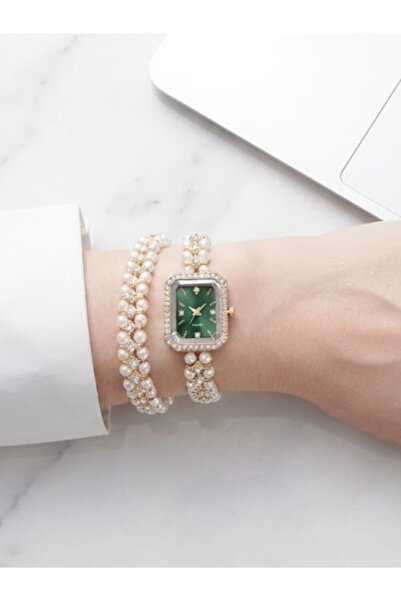 Leerybee ساعة يد نسائية بعلبة مستطيلة مع سوار