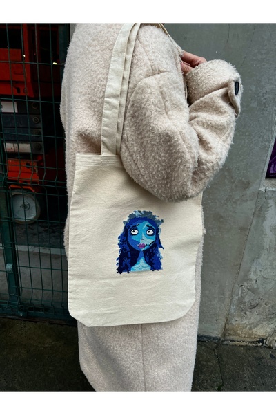 bonsesa Corpse Bride Ölü Gelin Çanta, Kanaviçe Etamin İşleme Çanta, Bez Çanta...