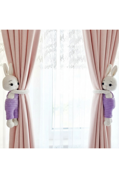 Damla AMİGURUMİ TAVŞAN 2Lİ PERDE TUTUCU - ORGANİK OYUNCAK