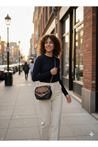 Gamy Bags Etnik Desenli Bohem Kadın Omuz Çantası-Türk Motifli Dokuma Çanta-Otantik Dokuma Kilim Motifli Çanta