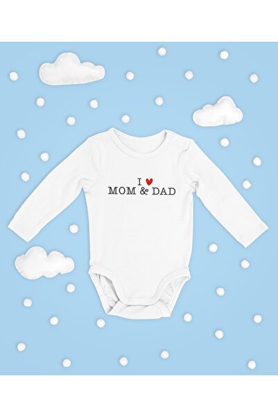 SEVBANO بدلة قطنية ناعمة مكتوب عليها I Love Mom And Dad للجنسين بأكمام طويلة ...