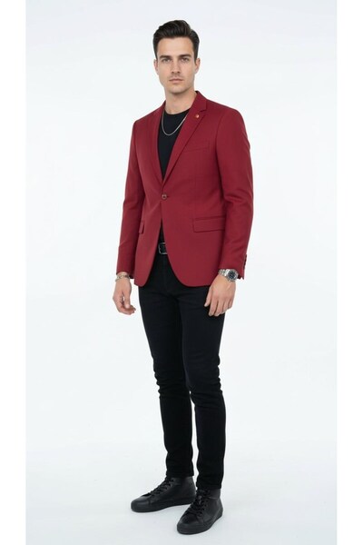 Plus Scorpion سترة بليزر مونو ياكا للرجال بزر واحد مزدوج شق – قماش منسوج فاخر، 8 ألوان