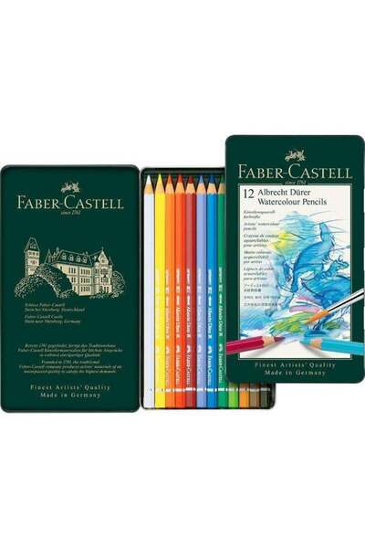 Generic Faber-Castell Watercolor Pencils - A.Dürer - Metal Box - 12 Colors