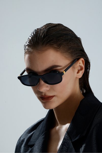 miii Mugomu Rectangular Framed Leopard Pattern Women's Sunglasses