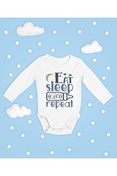 SEVBANO Eat Sleep Be Cute Repeat! Written Cotton Soft Unisex Snap Fastener Lo...