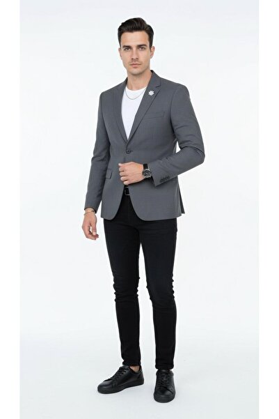 Plus Scorpion سترة بليزر مونو ياكا للرجال بزر واحد مزدوج شق – قماش منسوج فاخر، 8 ألوان