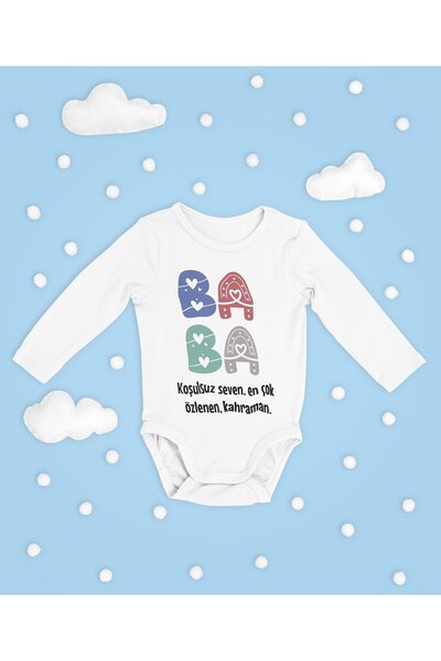SEVBANO Dad! Written Cotton Soft Unisex Snap Fastener Long Sleeve Bodysuit