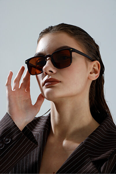 miii Bone Framed Square Brown Unisex Uv Protection Sun Glasses