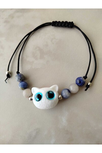 Home Natural Stone Cat Charm Elevator Bracelet