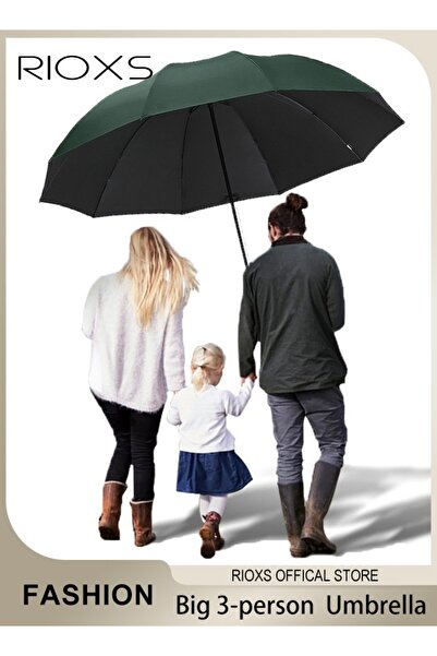 RIOXS Large Umbrella,3-person Coverup Folding Umbrella,51 Inch Big Umbrella,Strong Windproof Waterproof Su