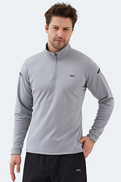 Slazenger Intimate I Men's Mock Neck Zippered Gray Sweatshirt