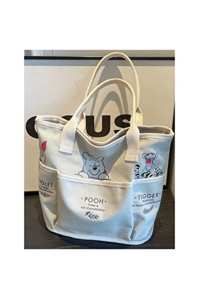 Choice حقيبة يد نسائية بيج اللون بتصميم دب ديزني، حقيبة يد فاخرة متعددة الاستخدامات ذات سعة كبيرة