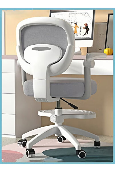 Generic Children's ergonomic study chair, adjustable height, with footrest and caster wheels