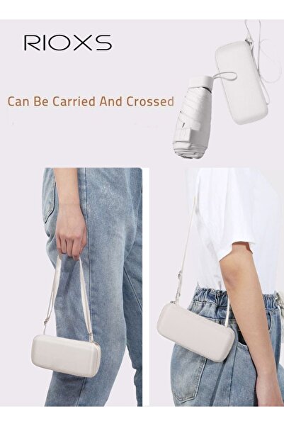 RIOXS Small Mini Umbrella with Storage Case, Light Compact 6 Ribbed Umbrella,...