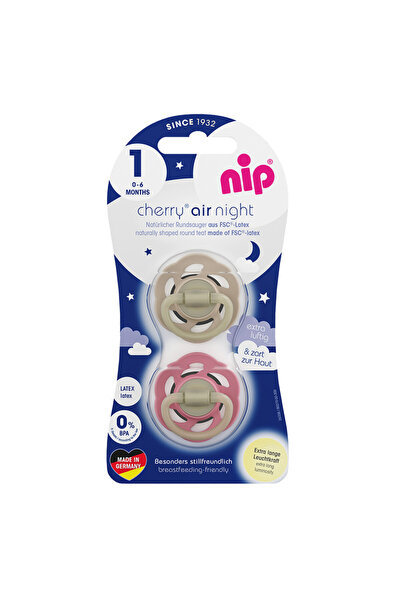 Nip Cherry Air Night Soother, Glow in the Dark Pacifier, 0-6M, 2pc