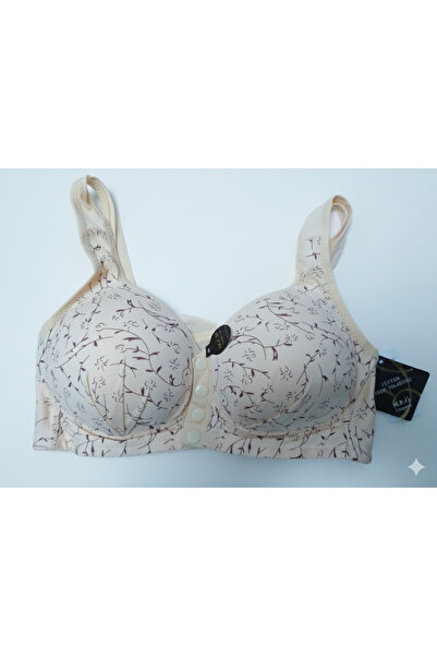 M.F.Ö LİNGERİE Önden Düğmeli Çıtçıtlı Sütyen Turuncu Desenli